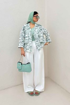 مانتو لینن اسلپ دو جیب کد 3