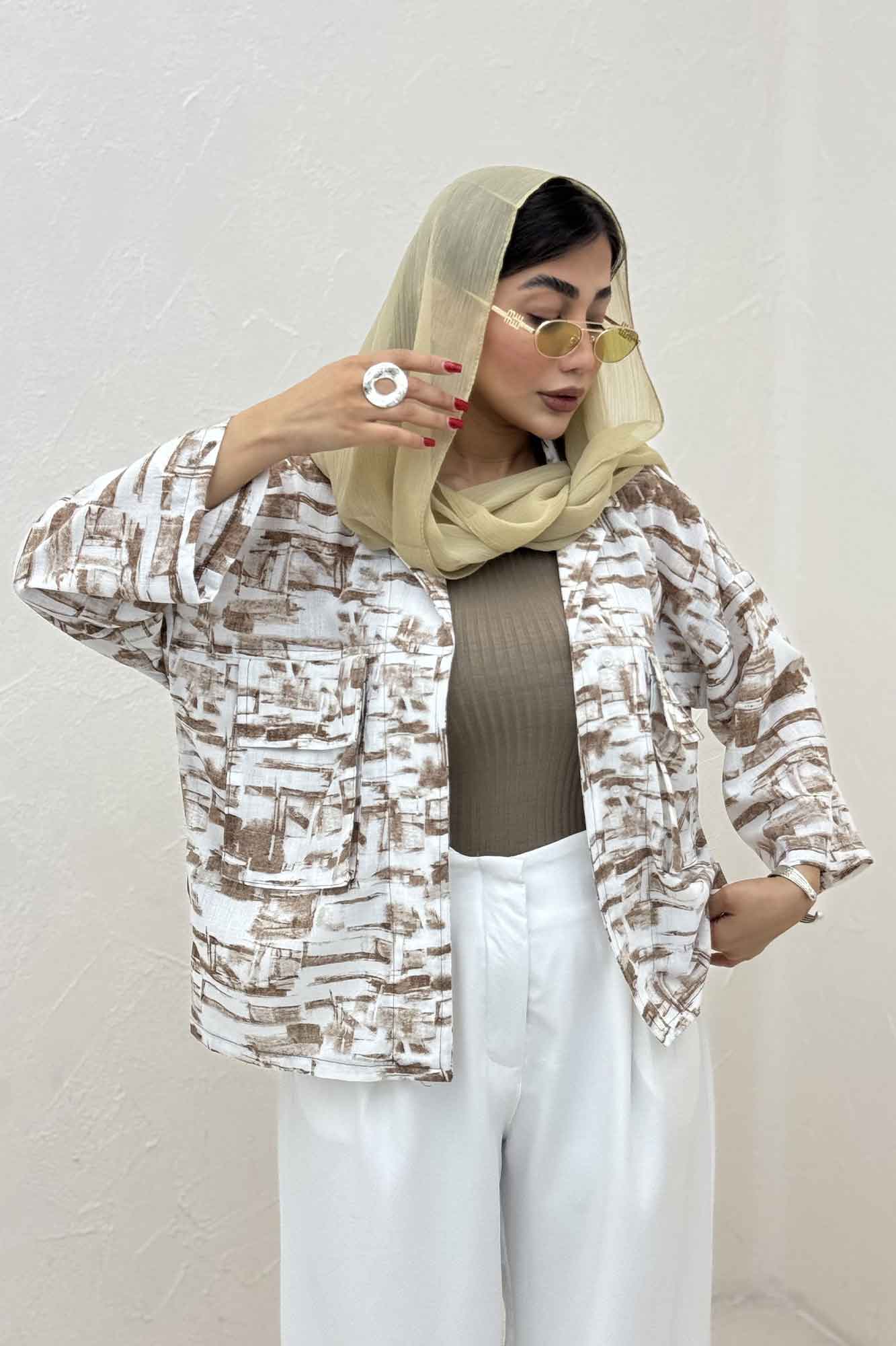 مانتو لینن اسلپ دو جیب کد 3