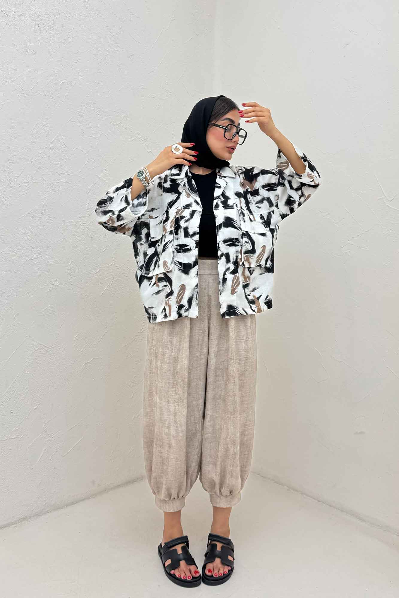 مانتو لینن اسلپ دو جیب کد 4