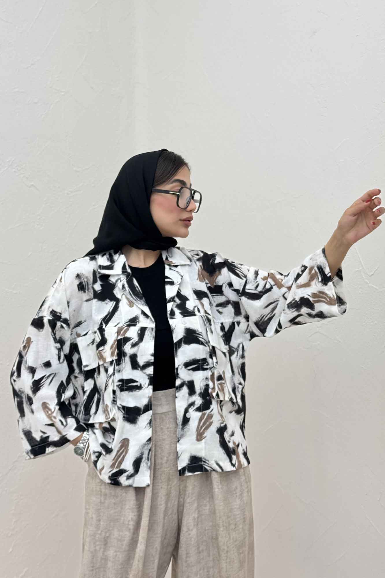 مانتو لینن اسلپ دو جیب کد 4