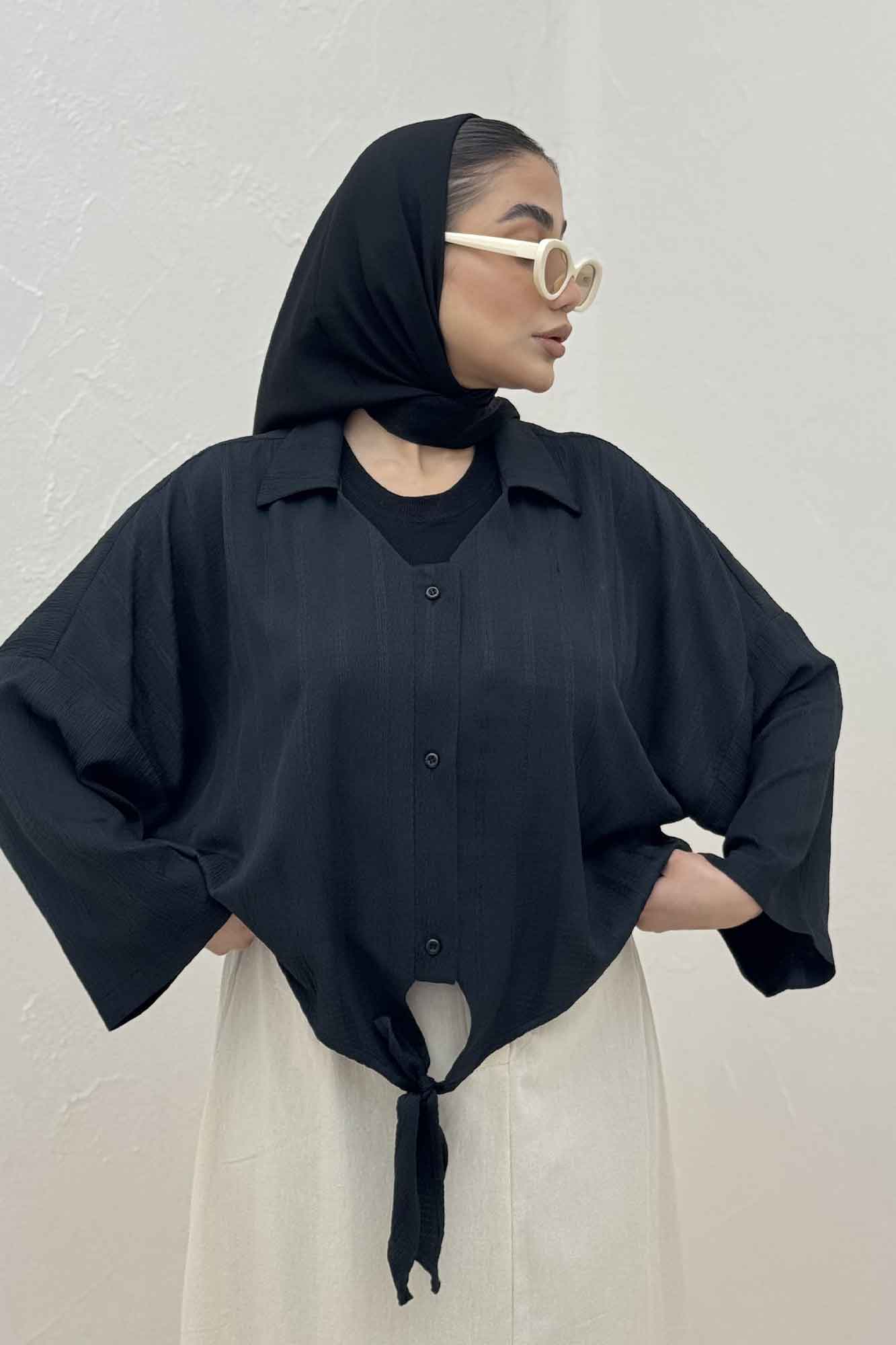 شومیز پایین گره یقه هفت