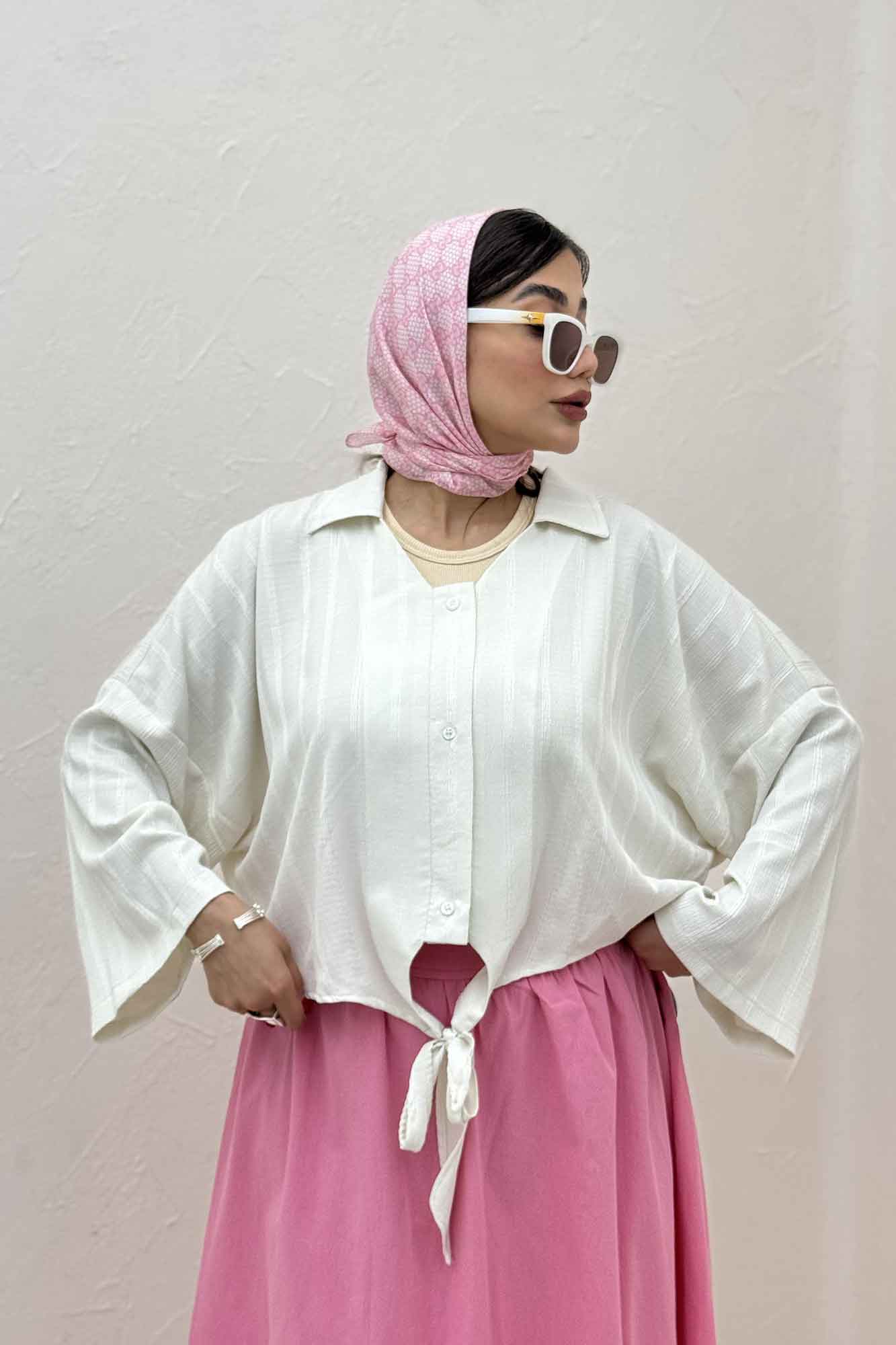 شومیز پایین گره یقه هفت