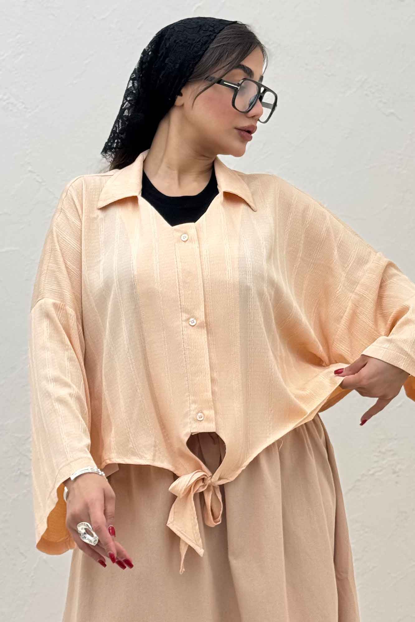 شومیز پایین گره یقه هفت