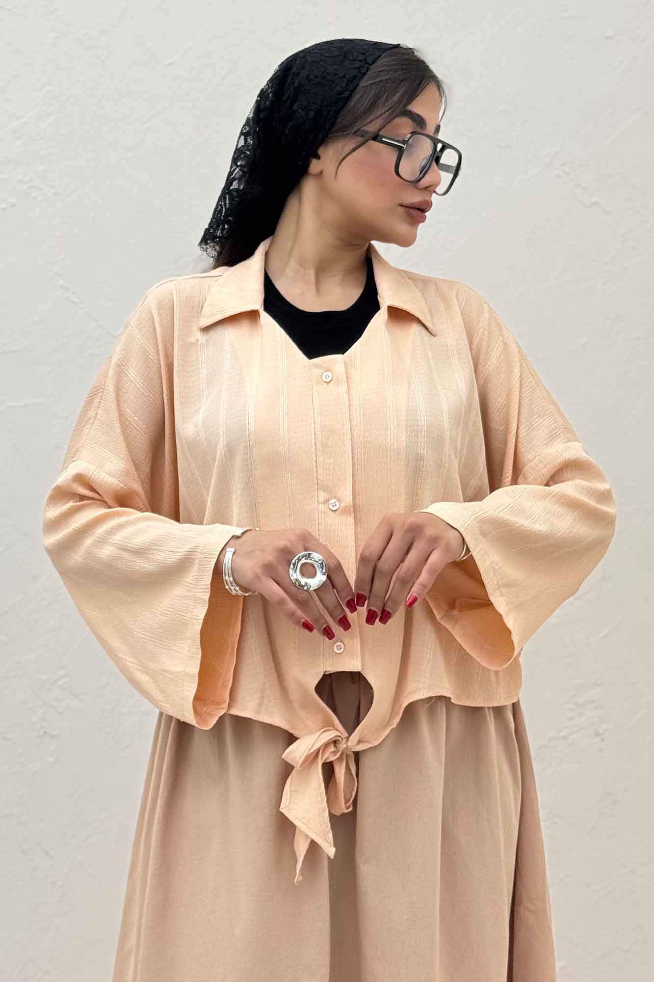 شومیز پایین گره یقه هفت