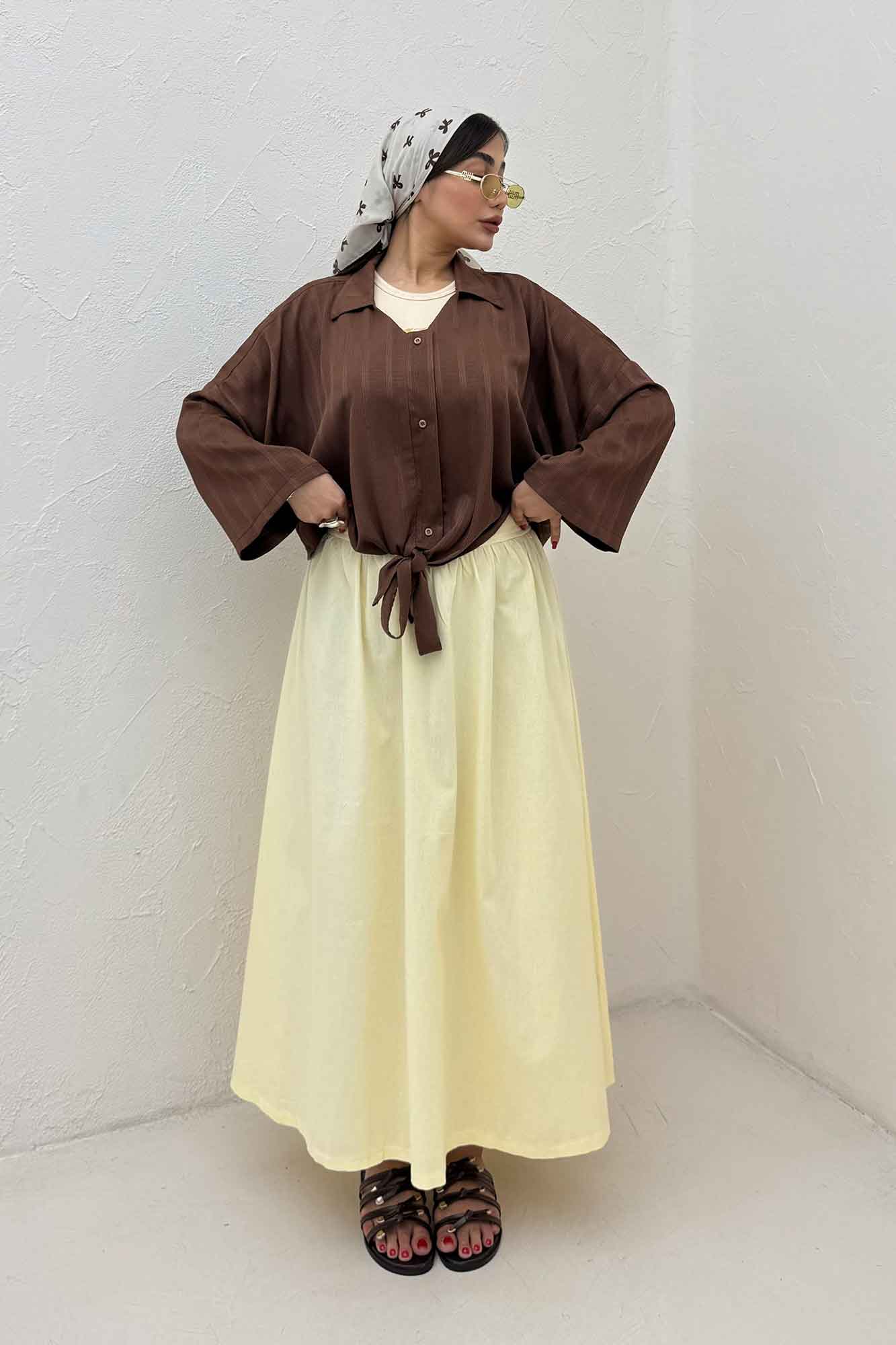 شومیز پایین گره یقه هفت