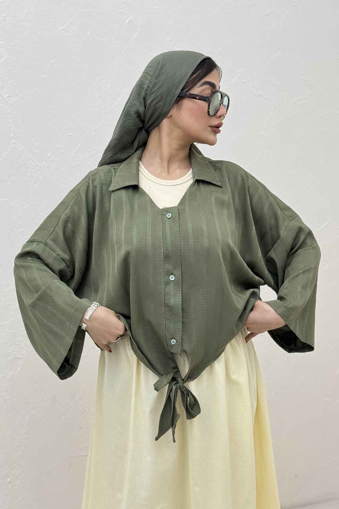 شومیز پایین گره یقه هفت