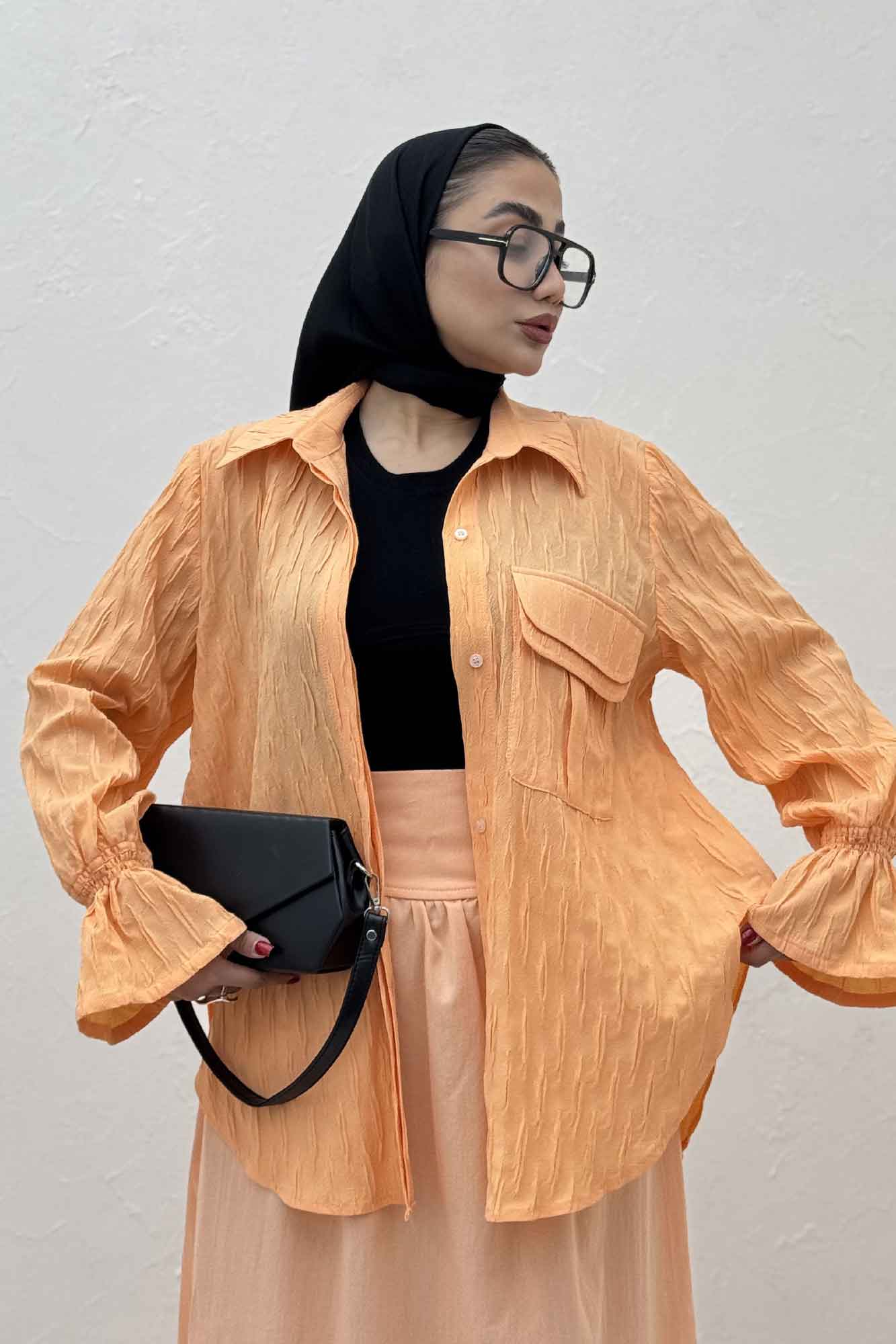 شومیز حلزونی آستین شیپوری