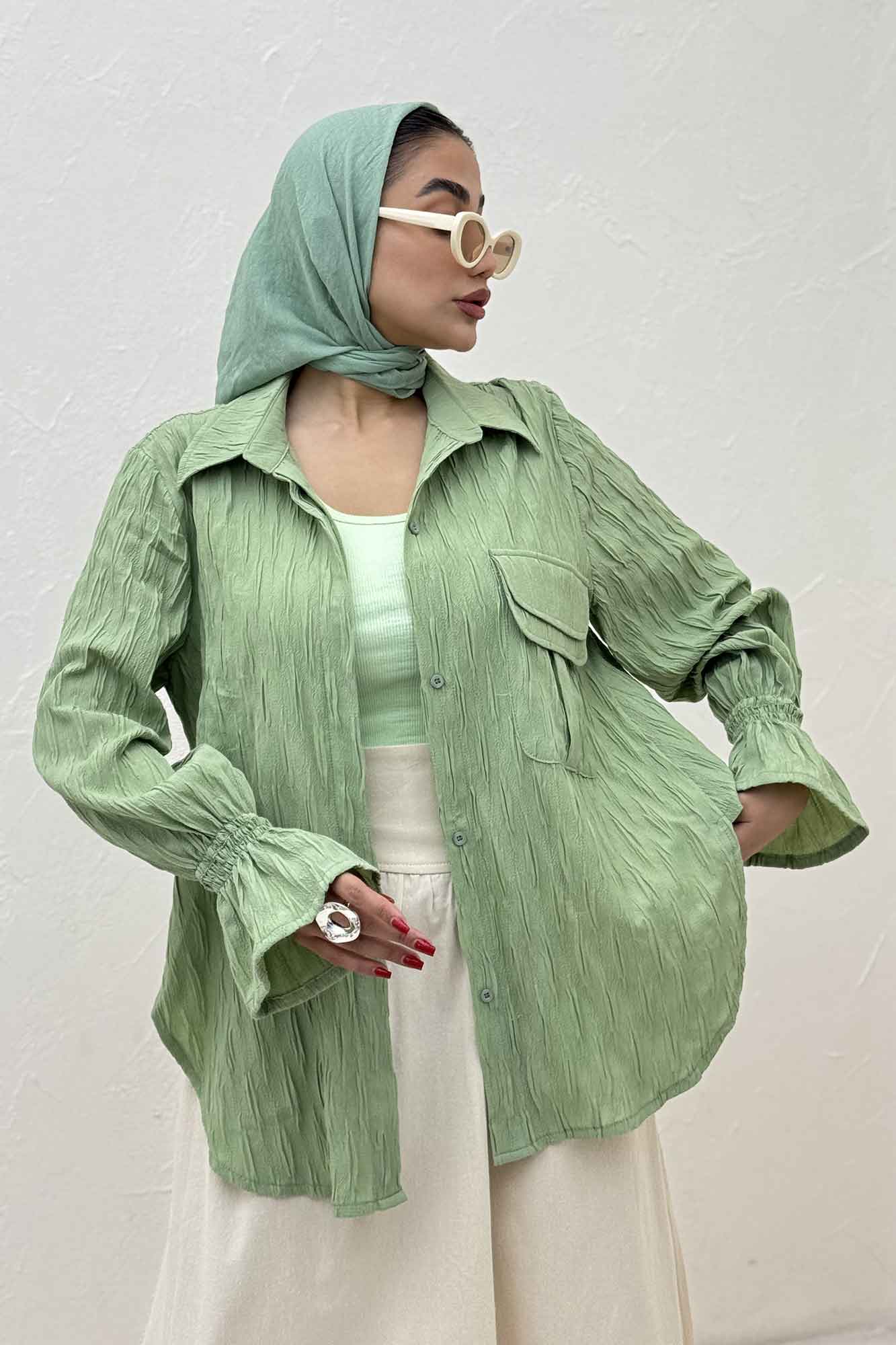 شومیز حلزونی آستین شیپوری