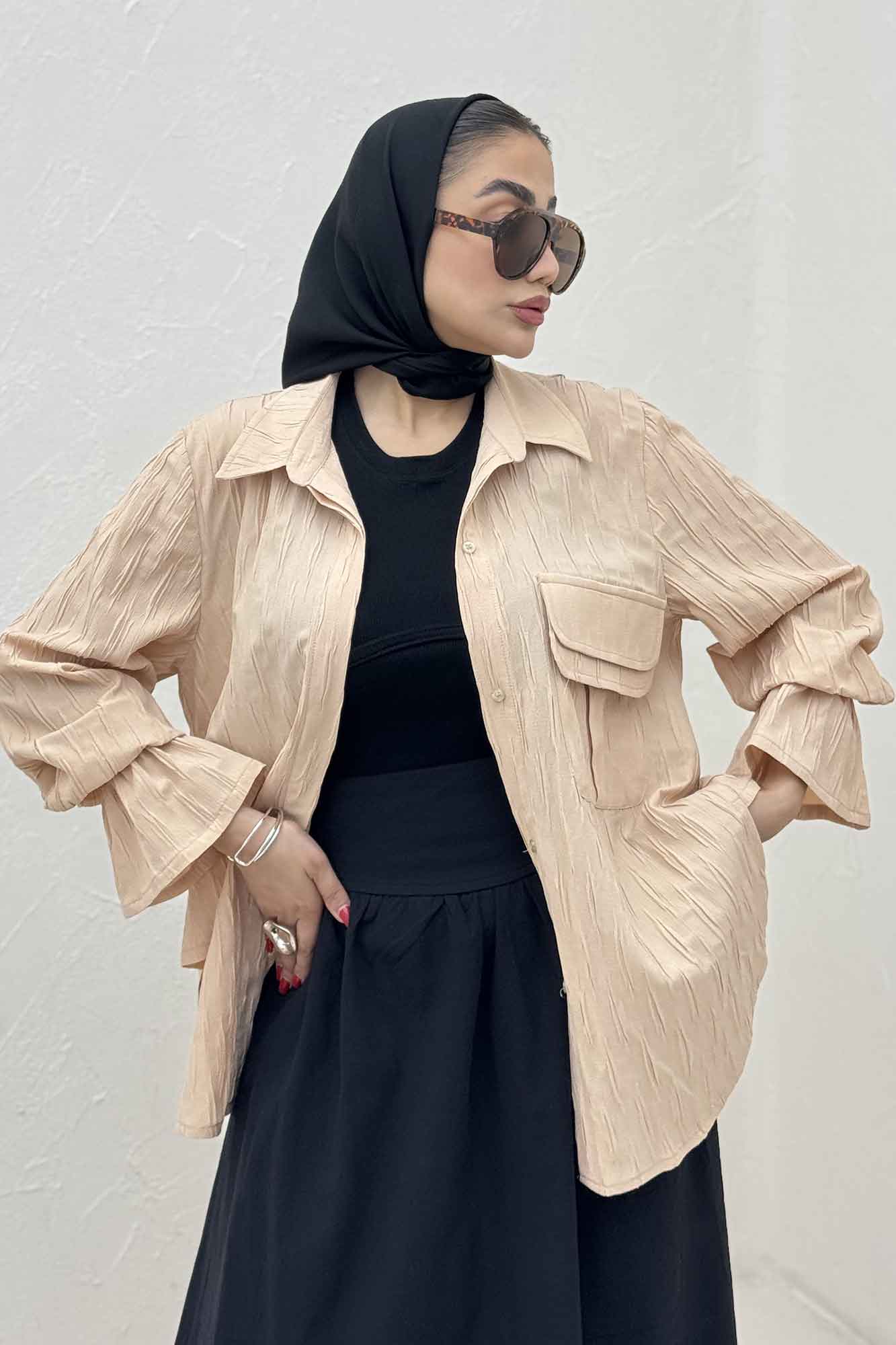 شومیز حلزونی آستین شیپوری