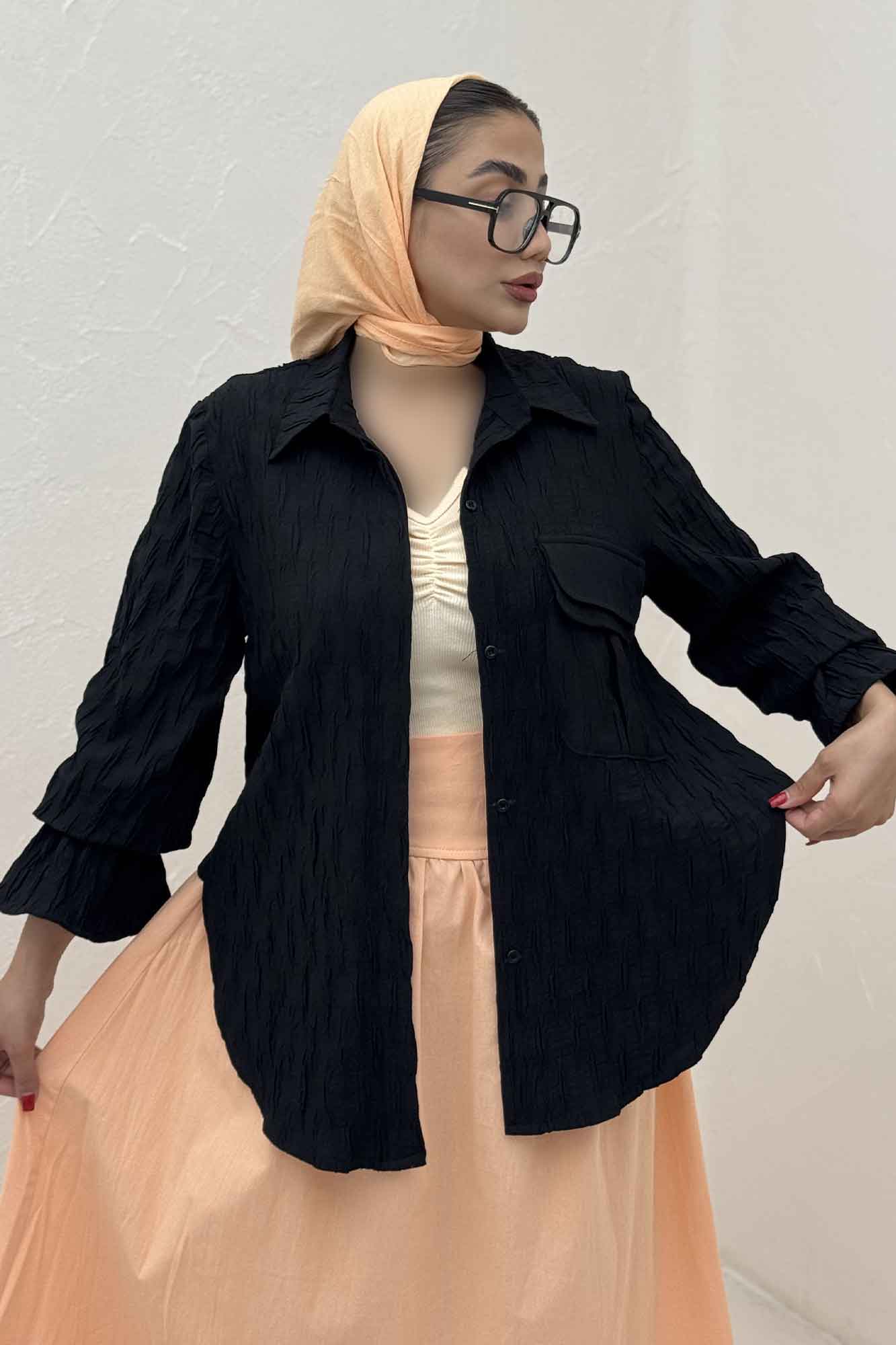 شومیز حلزونی آستین شیپوری