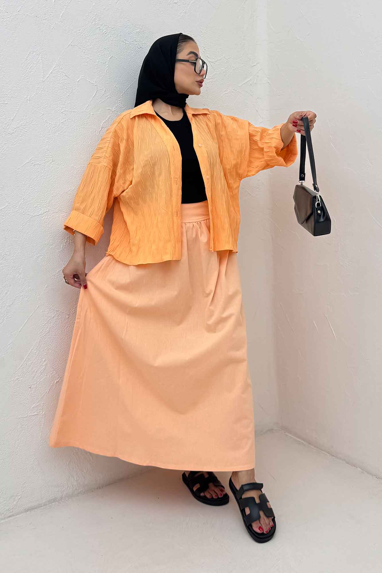 شومیز حلزونی پشت بلند مچ پاکتی