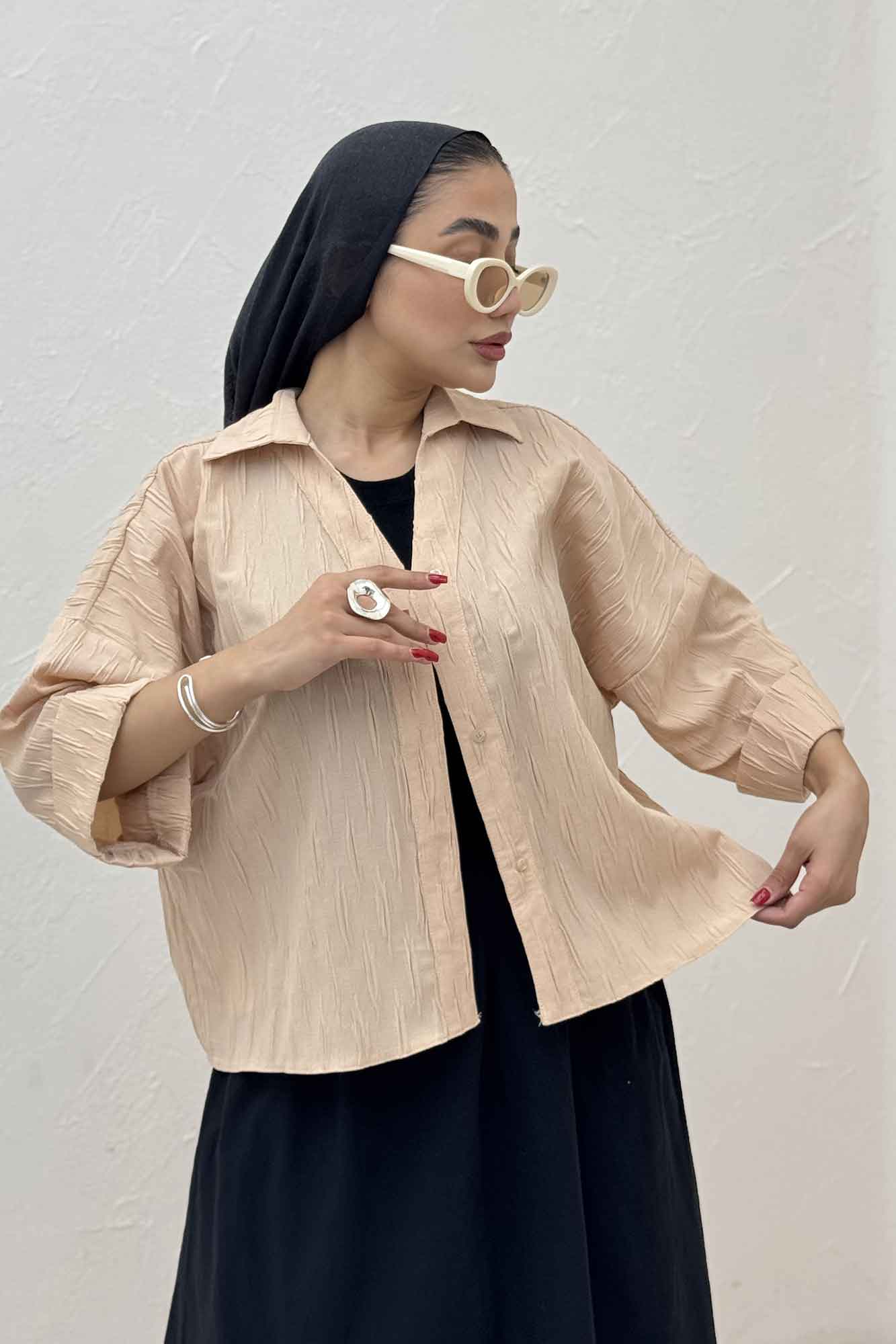 شومیز حلزونی پشت بلند مچ پاکتی