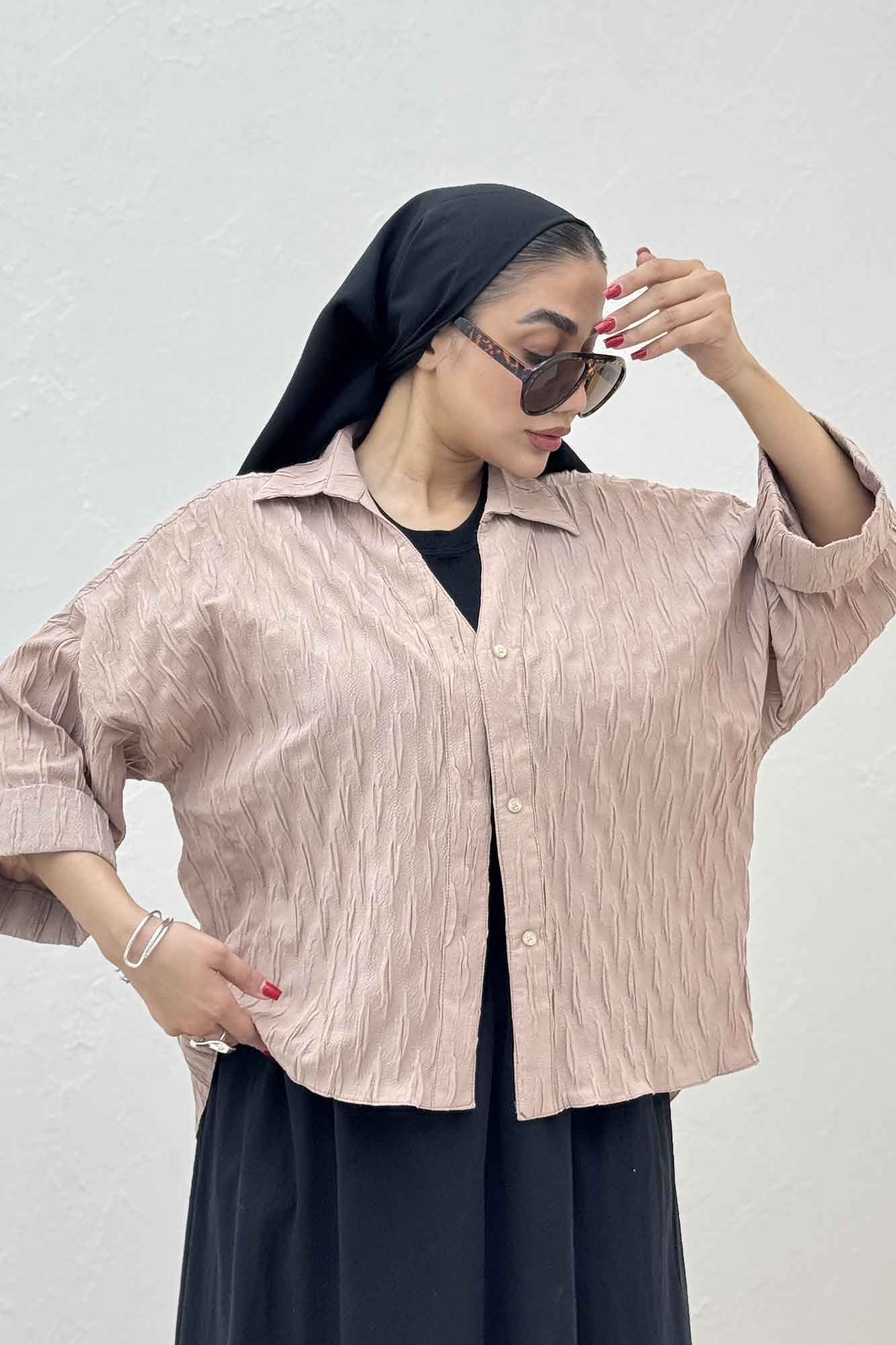 شومیز حلزونی پشت بلند مچ پاکتی