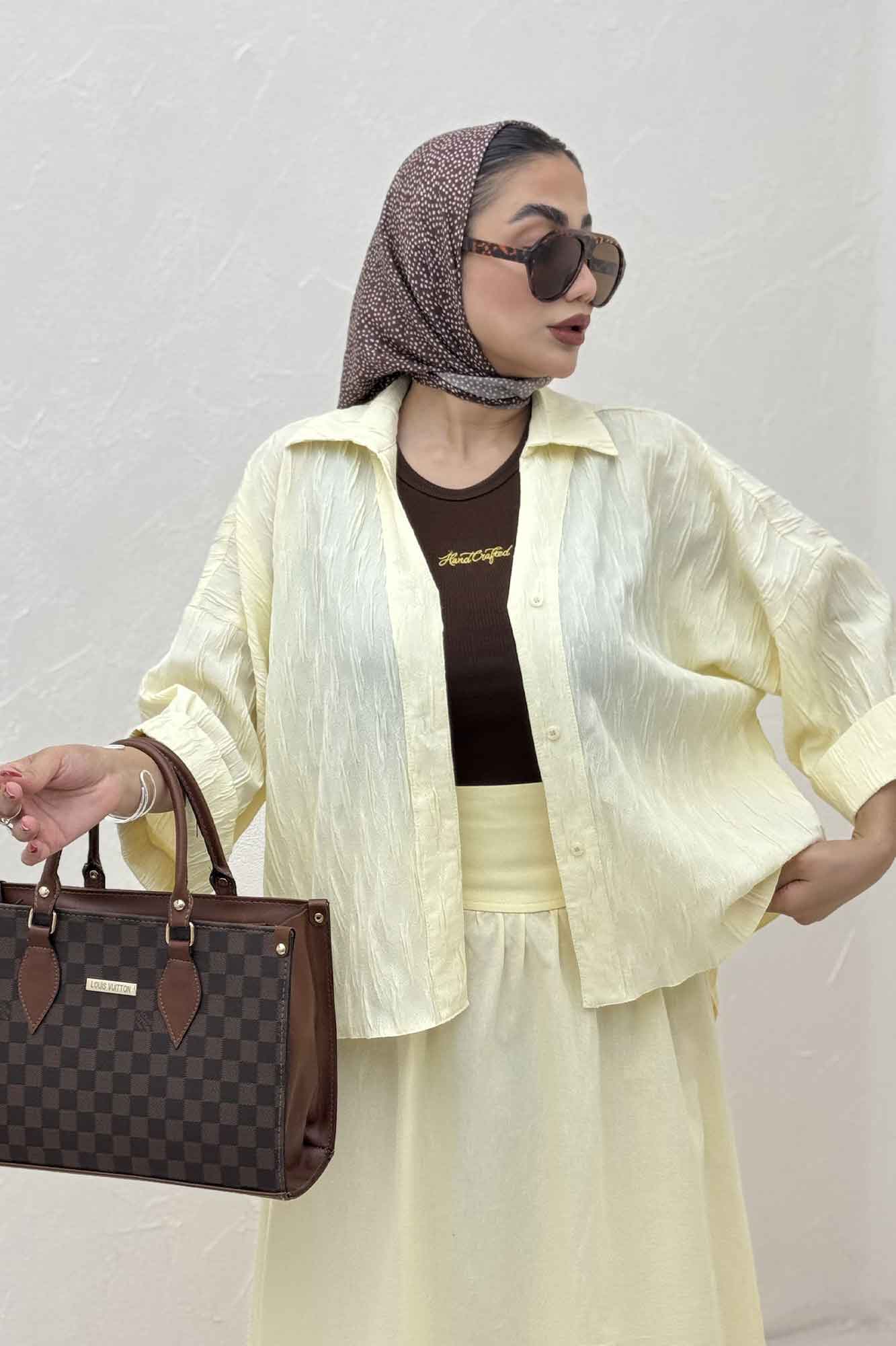 شومیز حلزونی پشت بلند مچ پاکتی