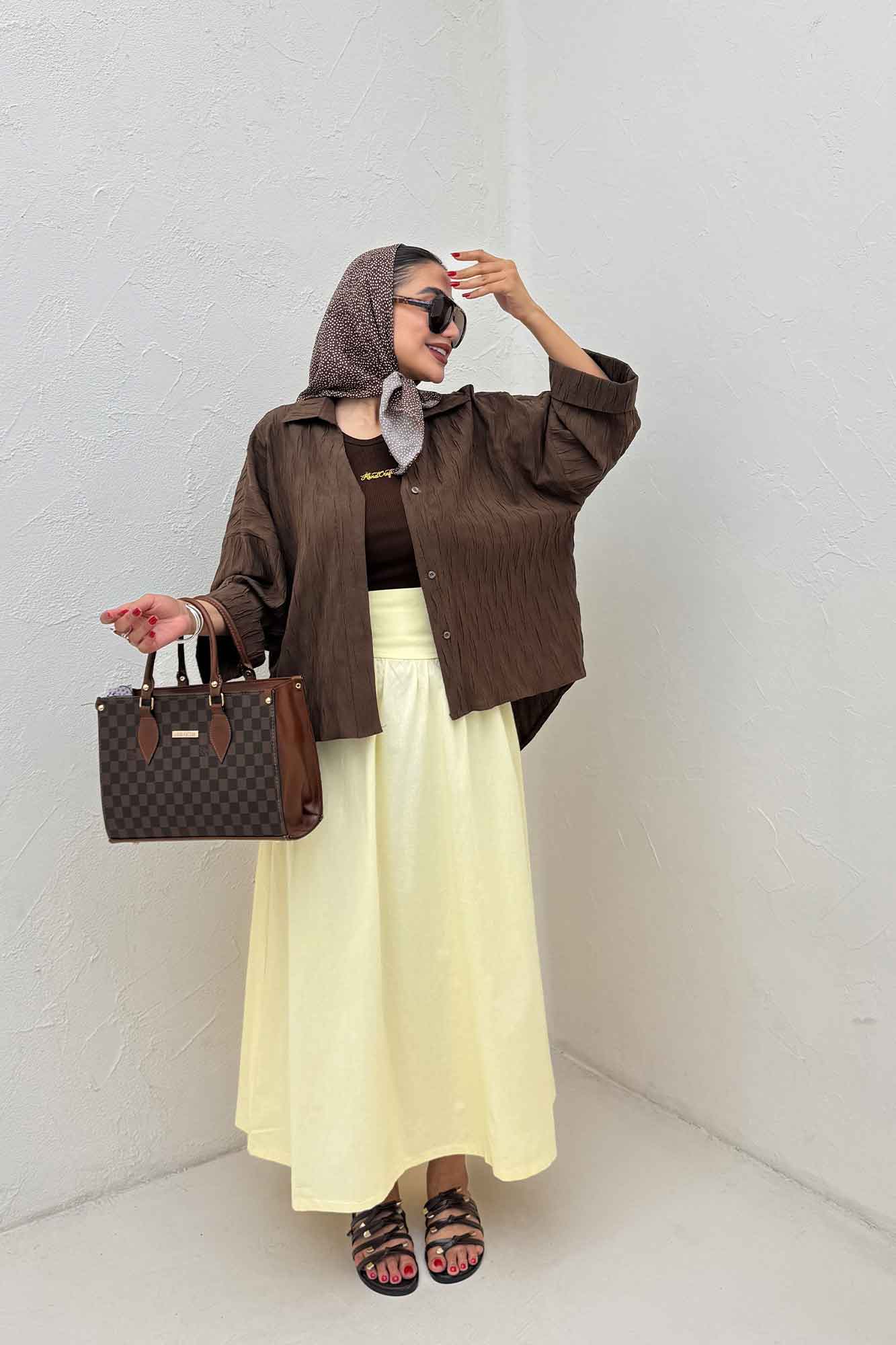 شومیز حلزونی پشت بلند مچ پاکتی