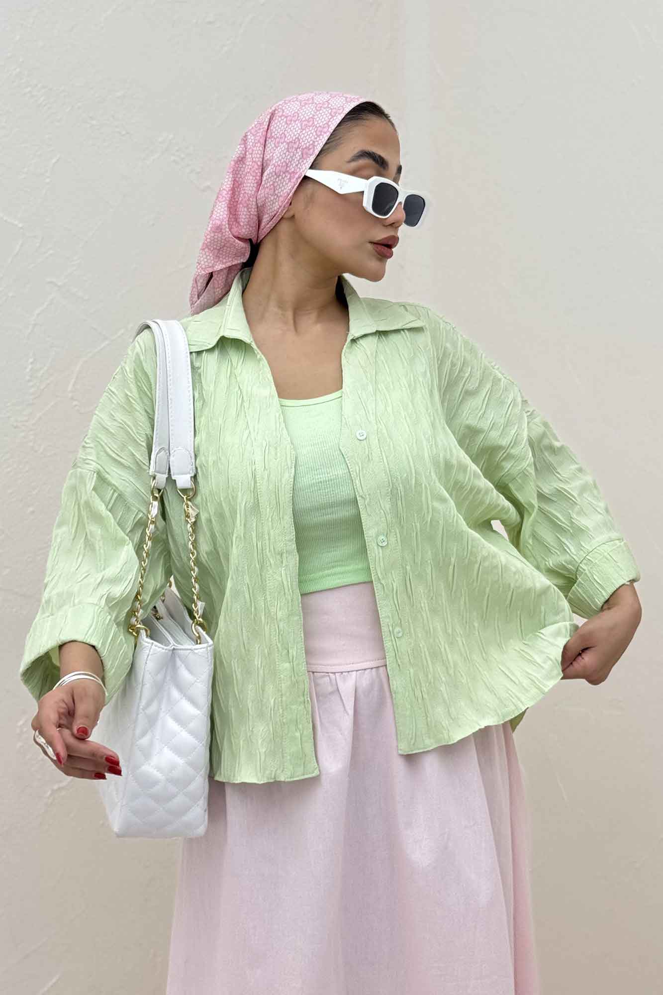 شومیز حلزونی پشت بلند مچ پاکتی