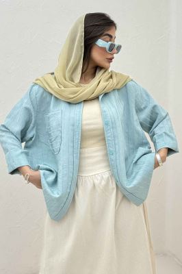 شومیز مانتویی راه راه ژاکارد تک جیب