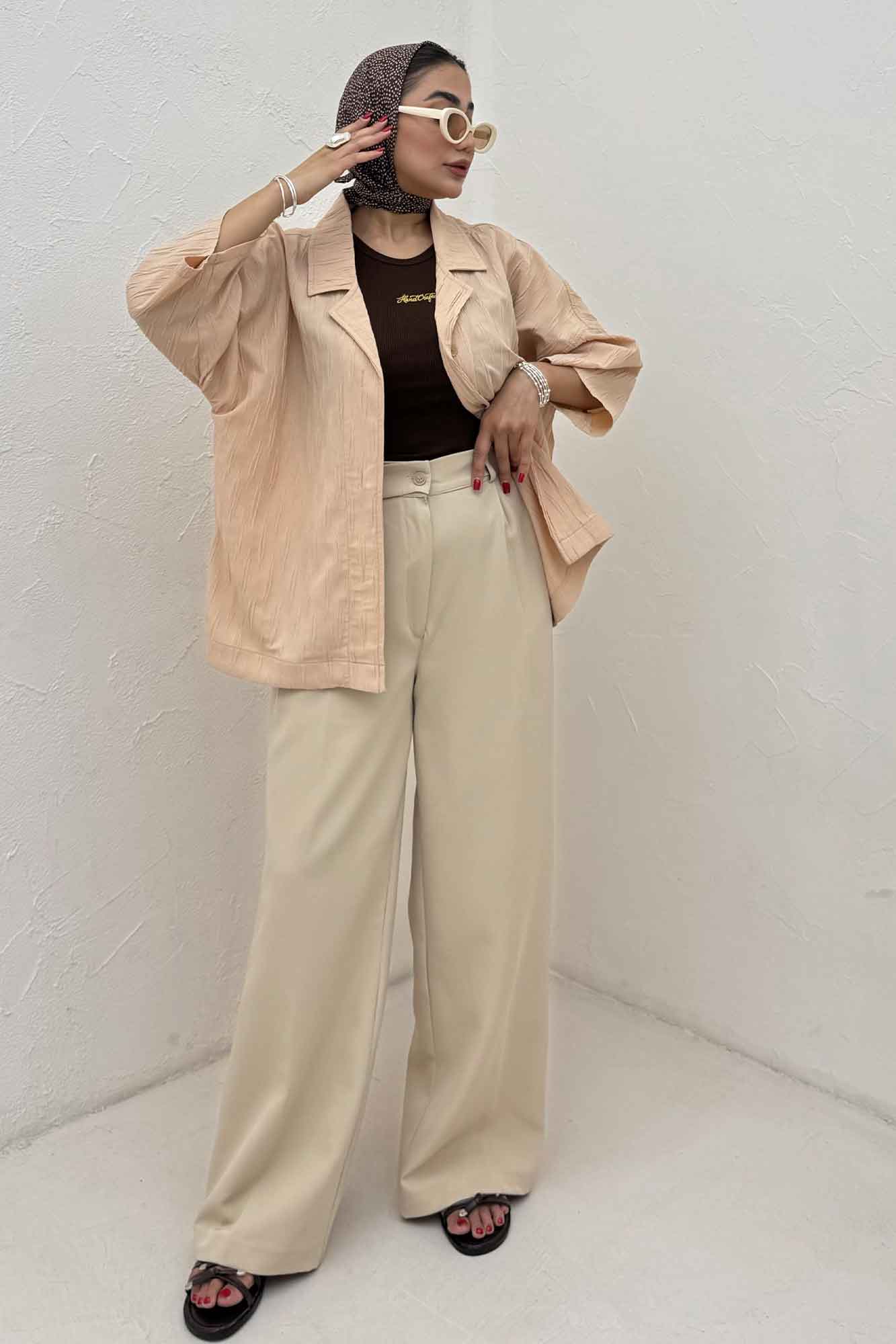 مانتو حلزونی یقه شکاری آستین سه رب