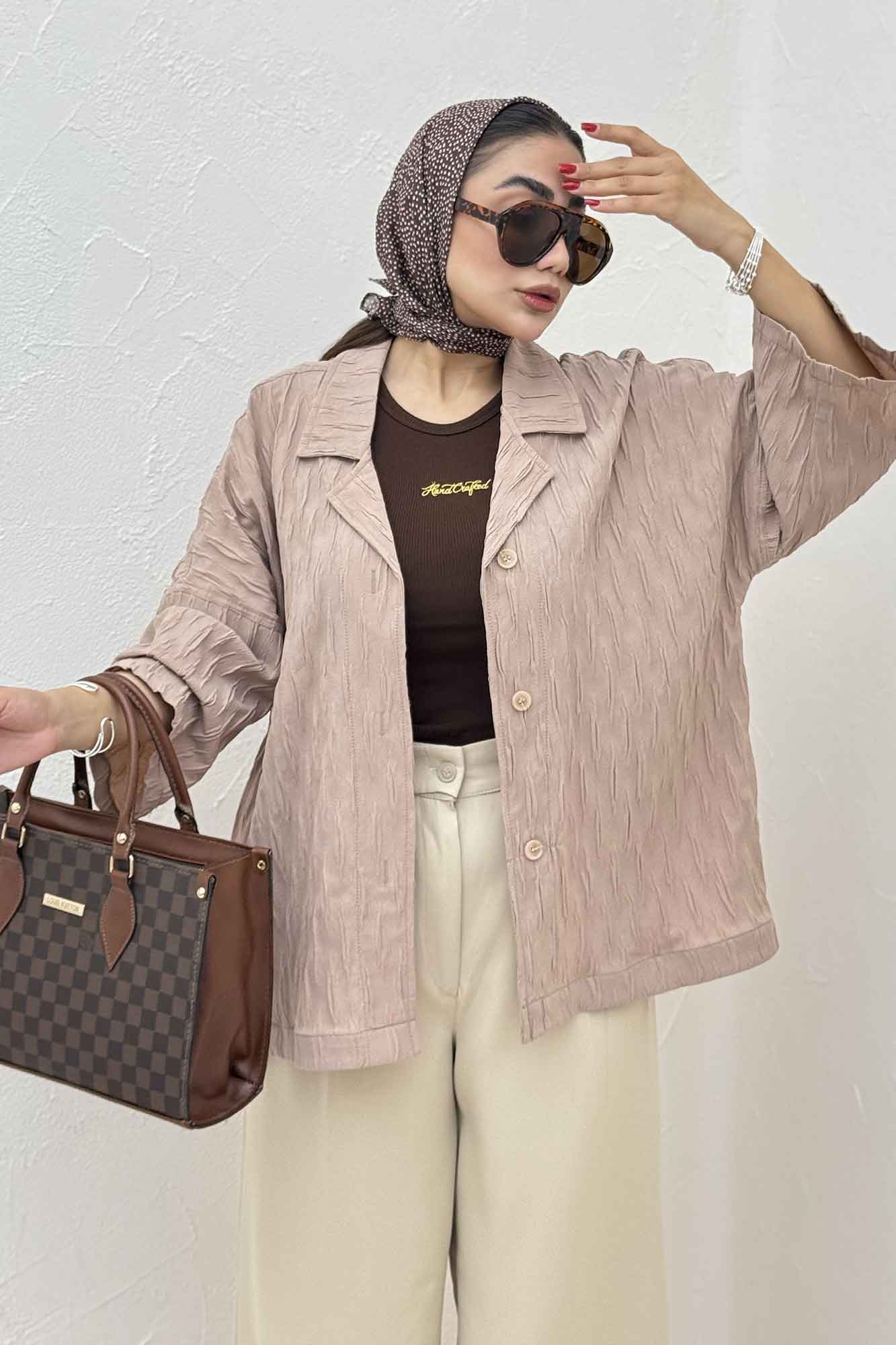 مانتو حلزونی یقه شکاری آستین سه رب