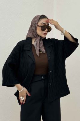 مانتو حلزونی یقه شکاری آستین سه رب