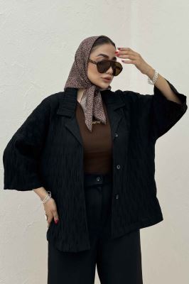 مانتو حلزونی یقه شکاری آستین سه رب