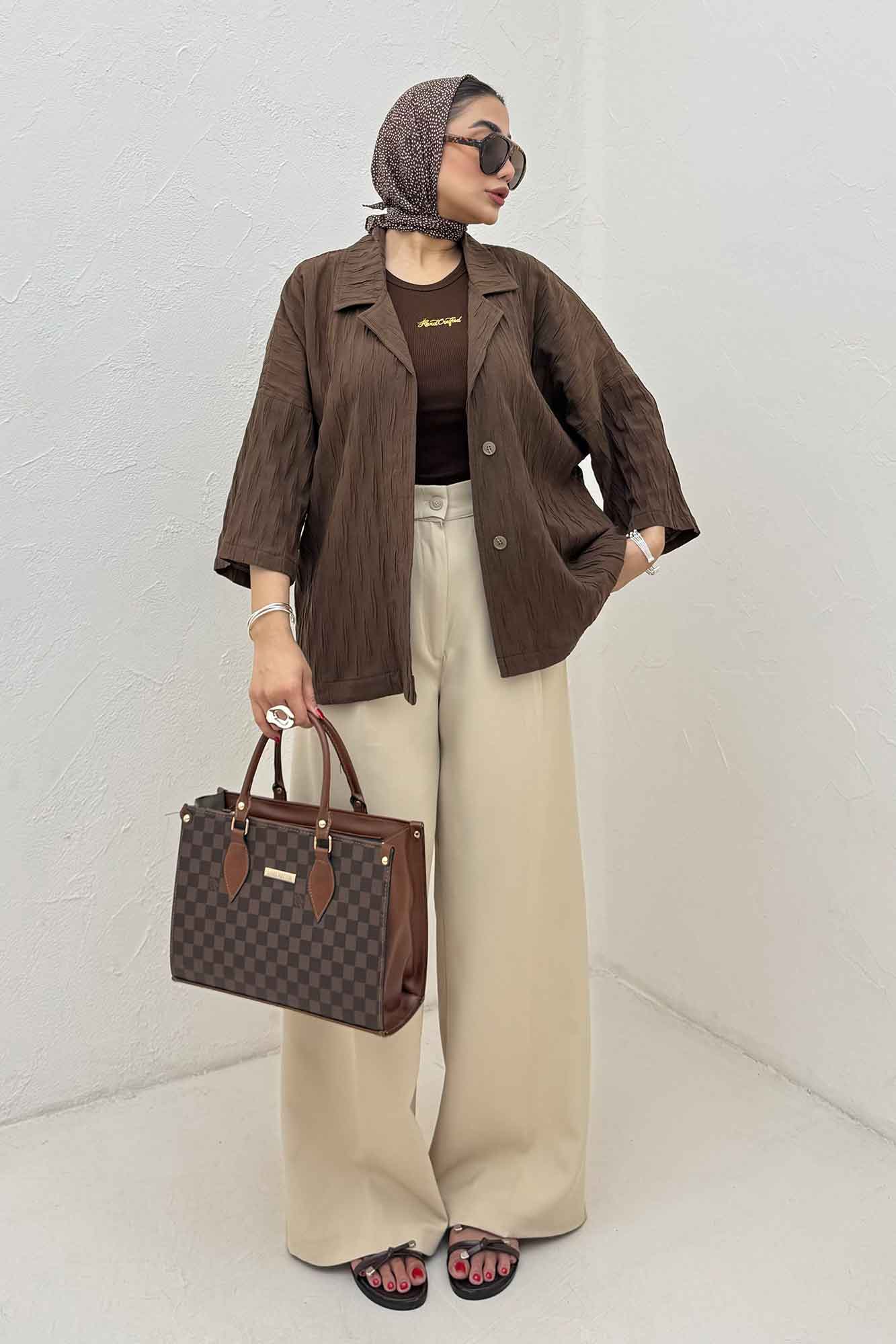 مانتو حلزونی یقه شکاری آستین سه رب