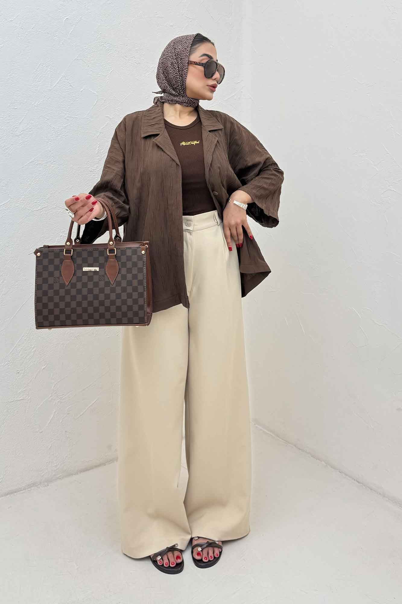 مانتو حلزونی یقه شکاری آستین سه رب