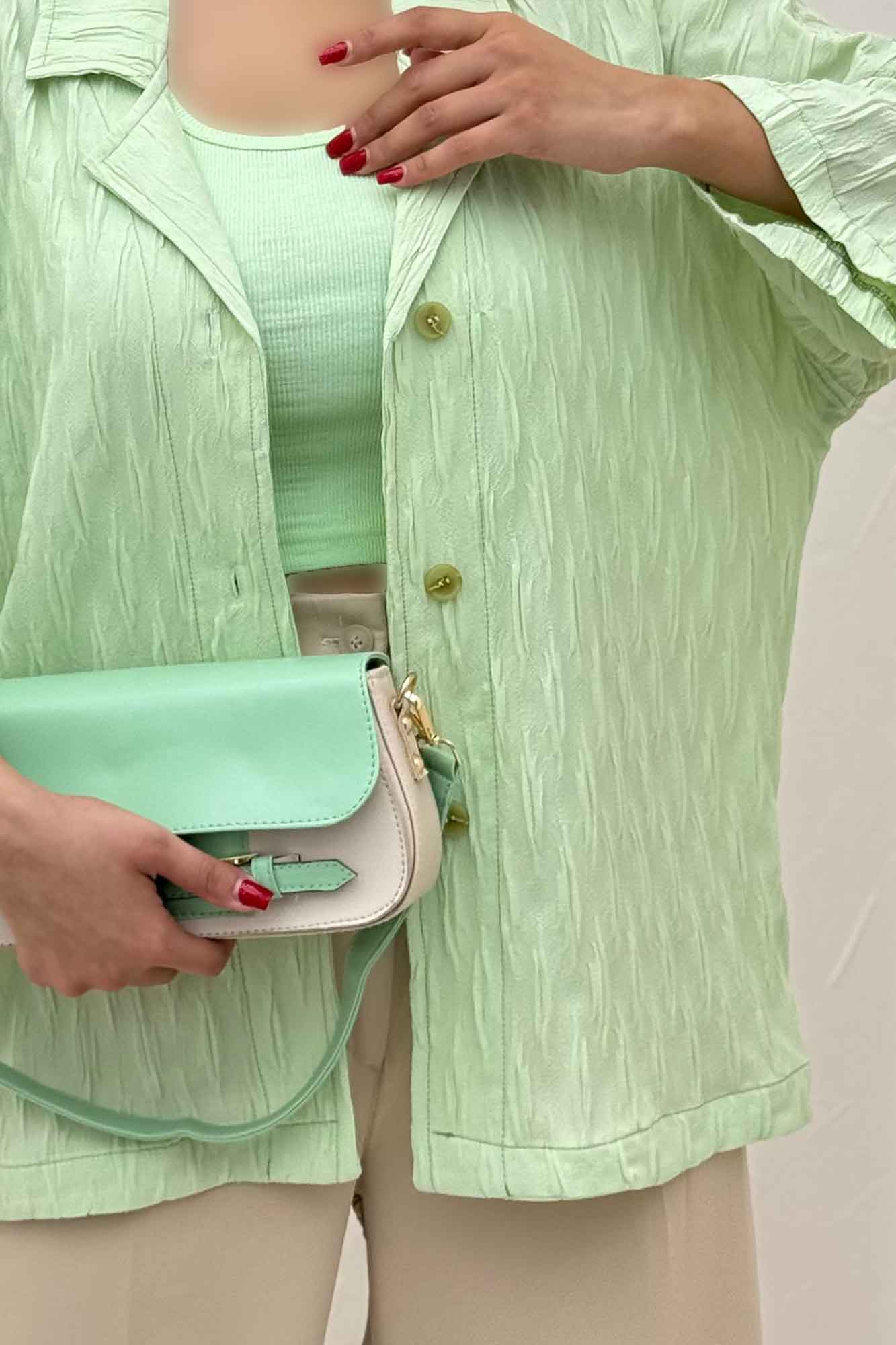 مانتو حلزونی یقه شکاری آستین سه رب