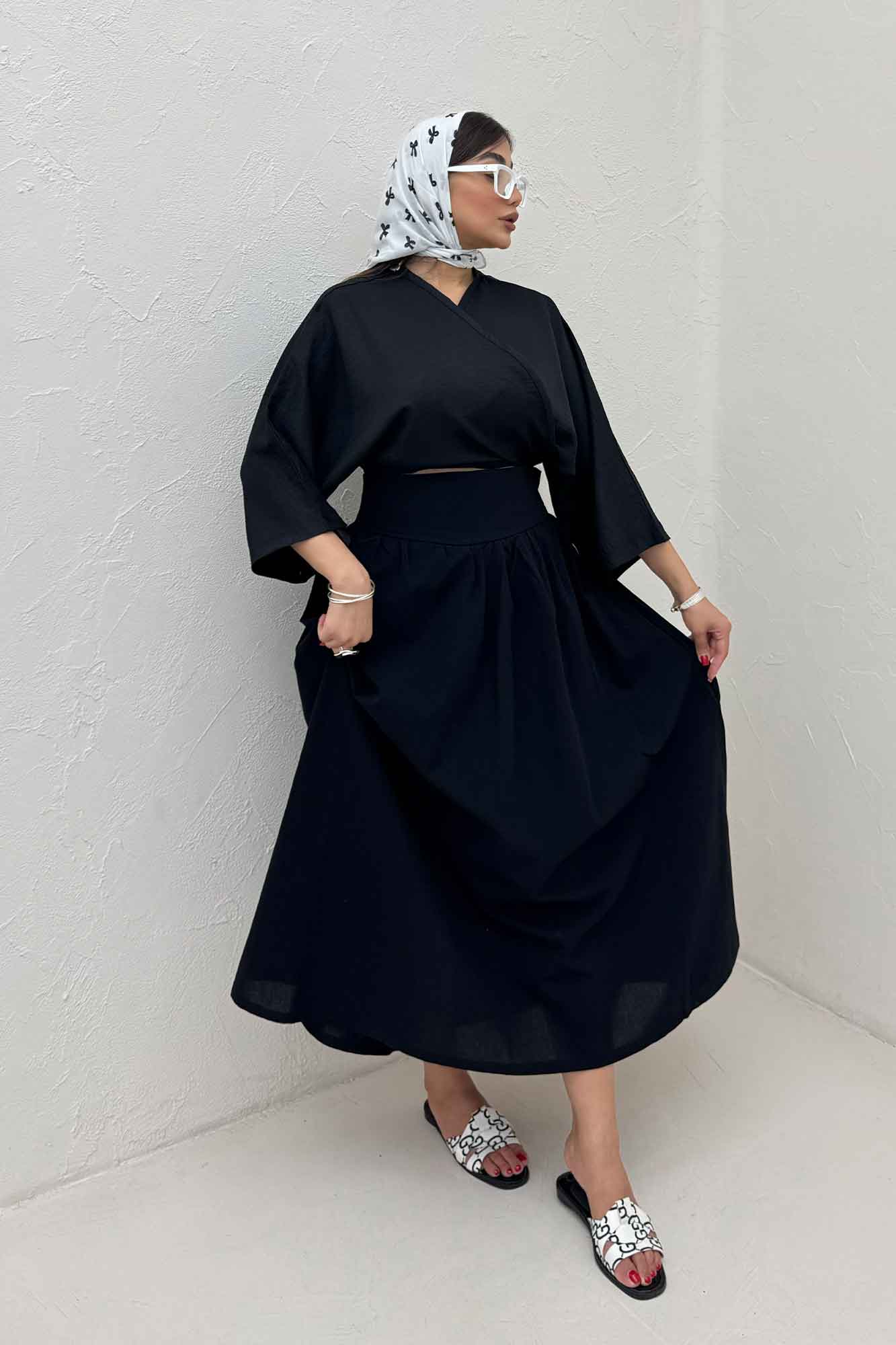 بلوز نیم تنه پایین گره شانتون