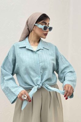 شومیز راه راه استرایپ پایین گره 