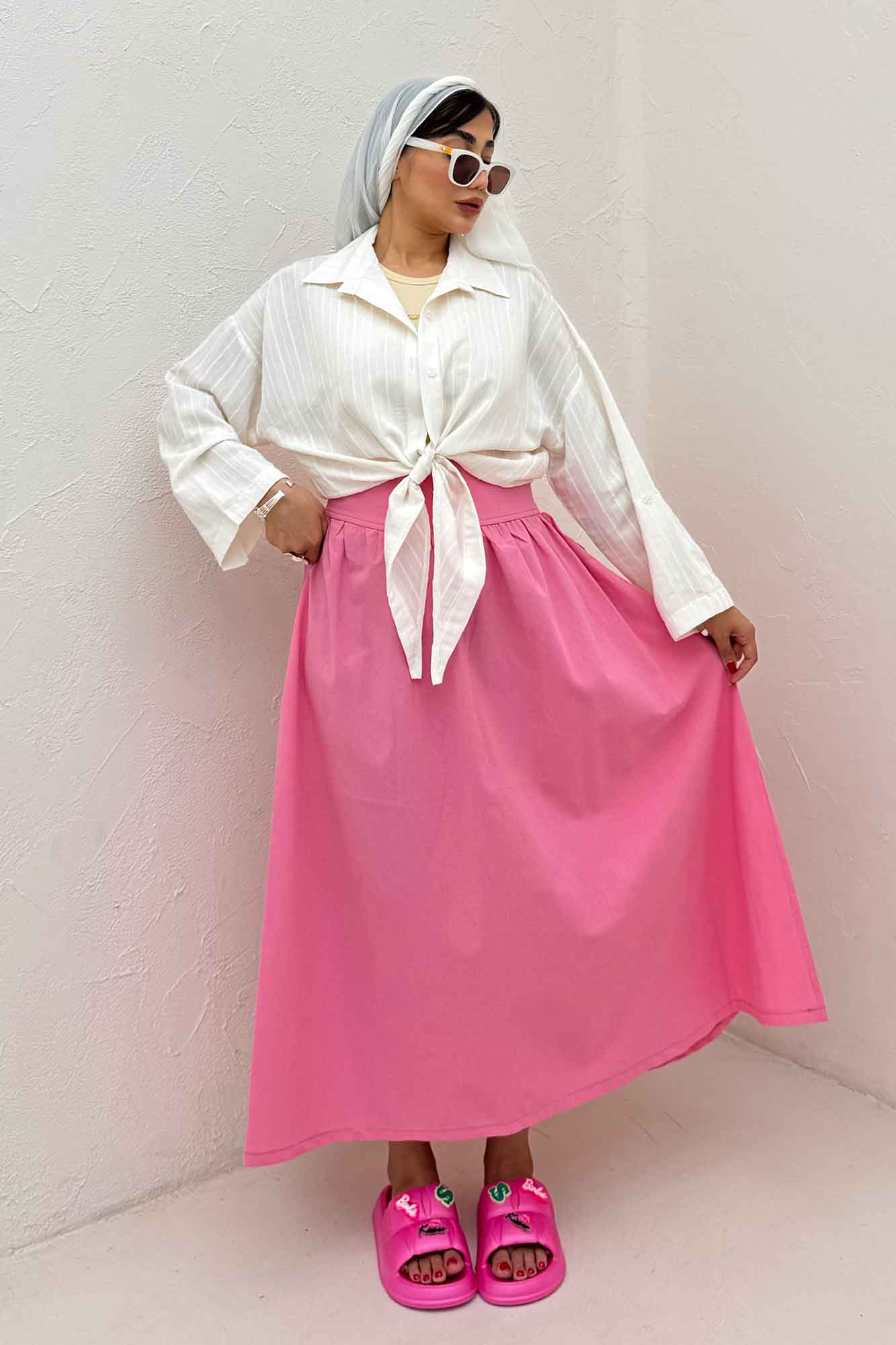 شومیز راه راه استرایپ پایین گره 