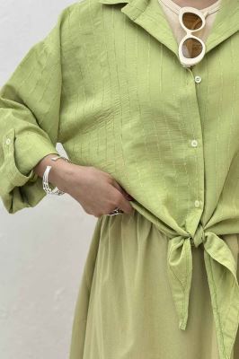 شومیز راه راه استرایپ پایین گره 