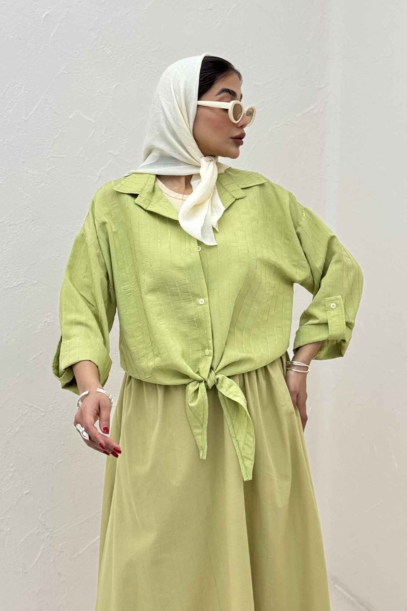 شومیز راه راه استرایپ پایین گره 