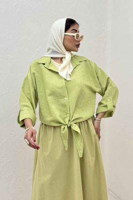 شومیز راه راه استرایپ پایین گره 