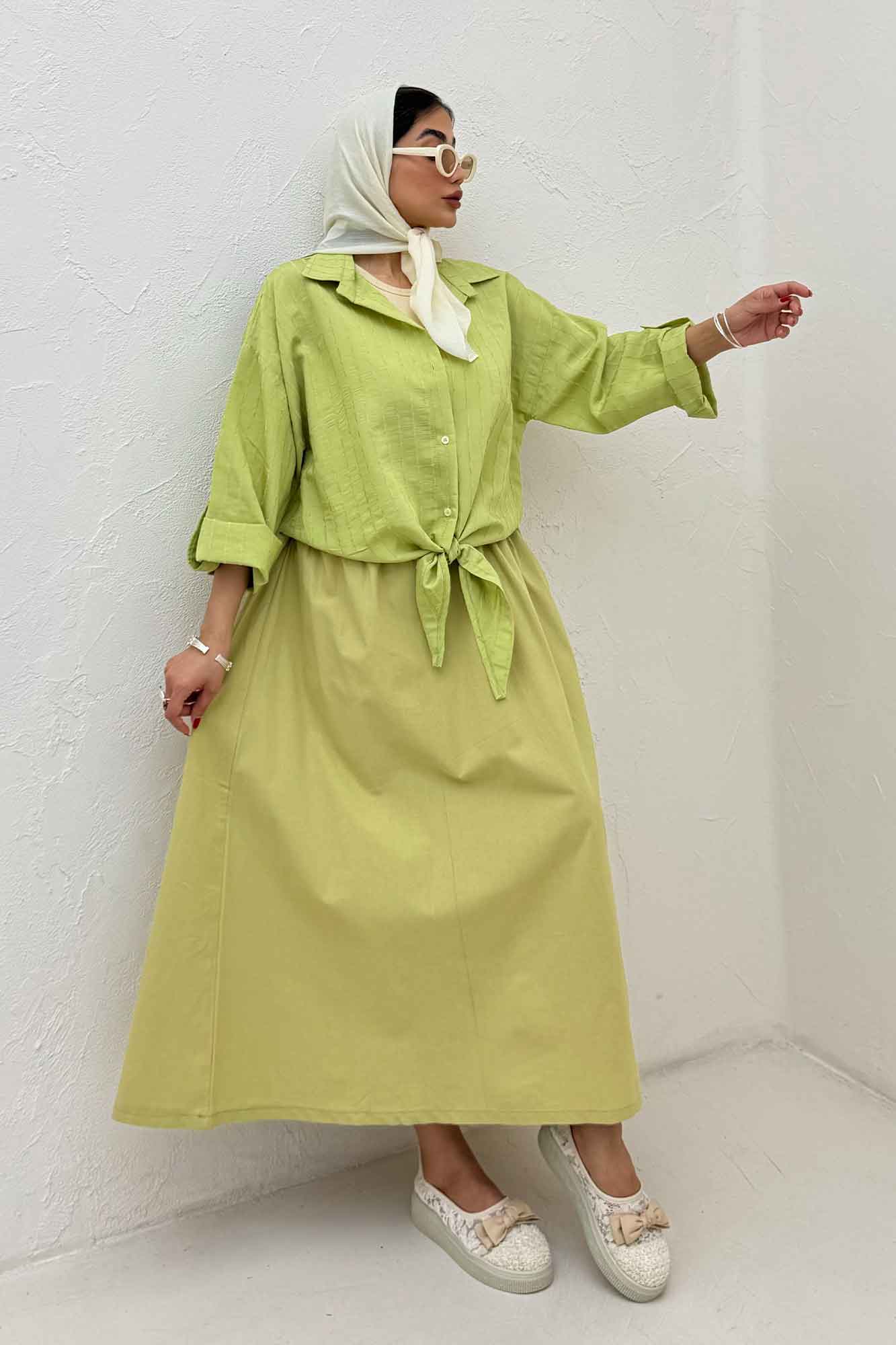 شومیز راه راه استرایپ پایین گره 