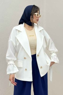 مانتو لینن کنفی آستین بند دار 