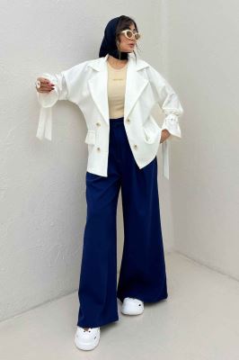 مانتو لینن کنفی آستین بند دار 