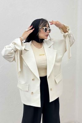 مانتو لینن کنفی آستین بند دار 