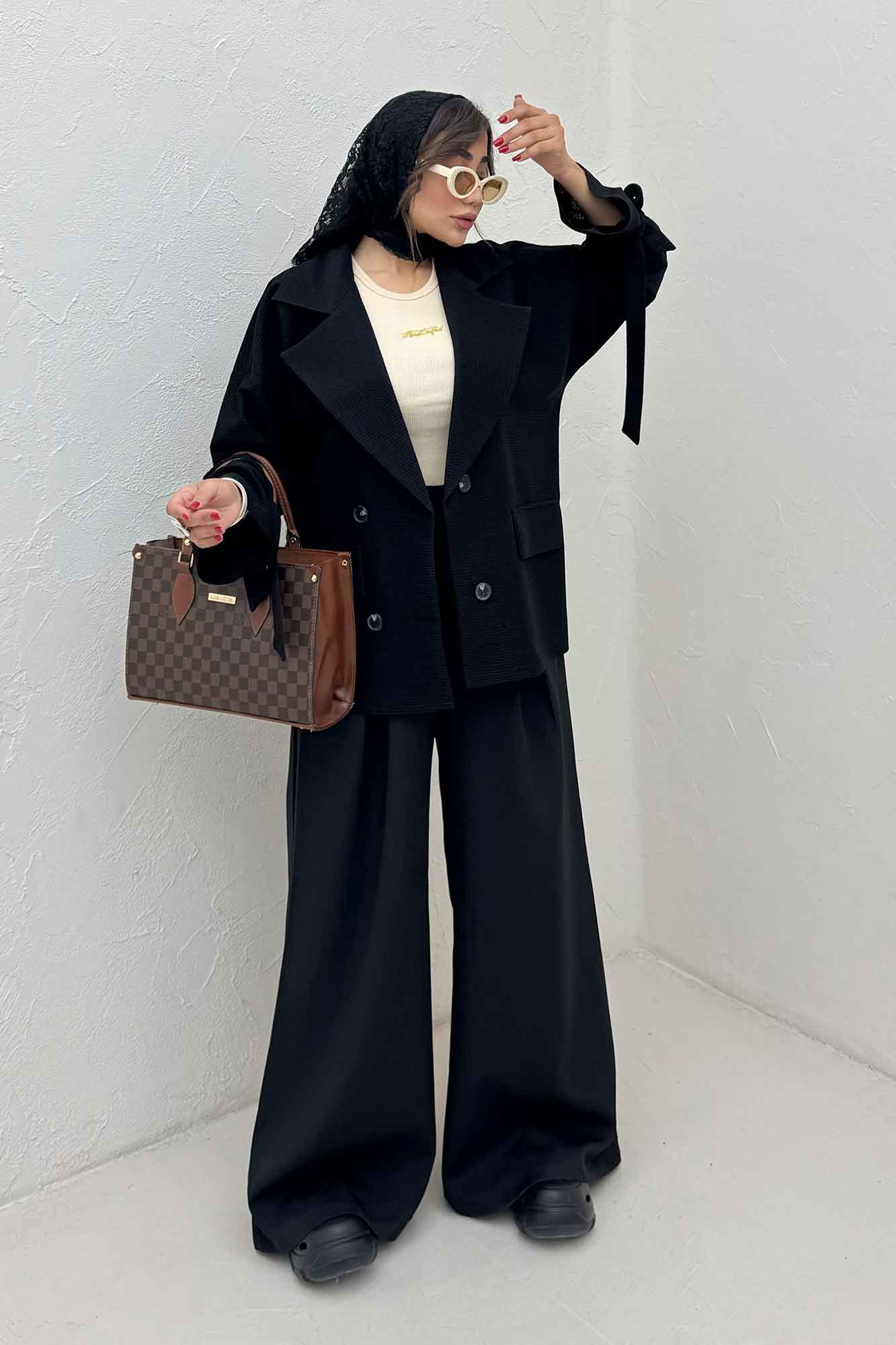 مانتو لینن کنفی آستین بند دار 