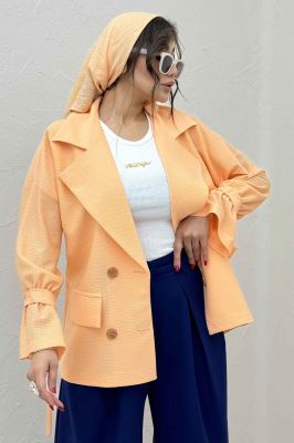 مانتو لینن کنفی آستین بند دار 