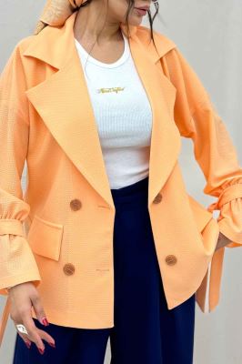 مانتو لینن کنفی آستین بند دار 