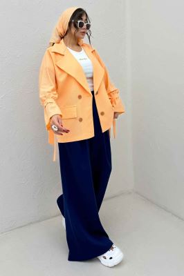 مانتو لینن کنفی آستین بند دار 