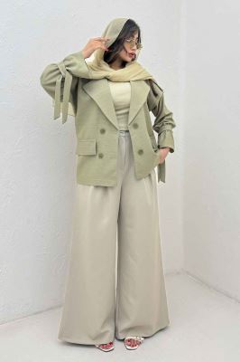 مانتو لینن کنفی آستین بند دار