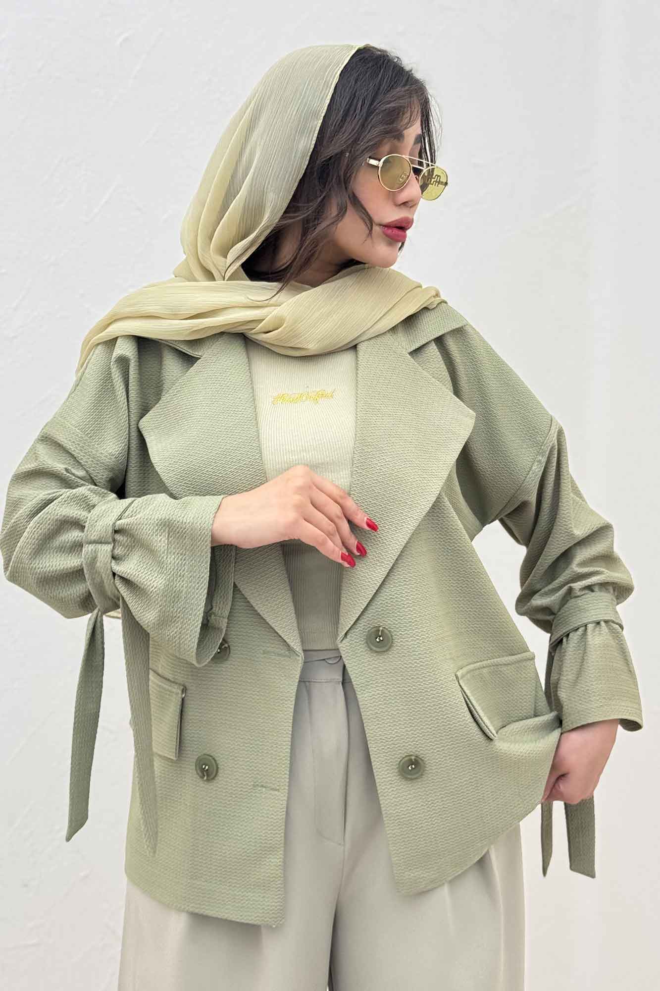 مانتو لینن کنفی آستین بند دار