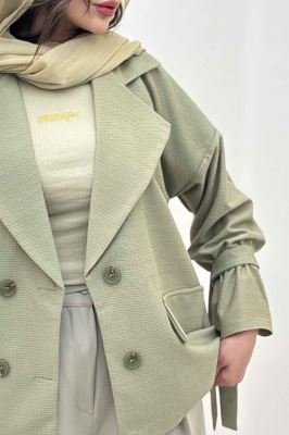 مانتو لینن کنفی آستین بند دار