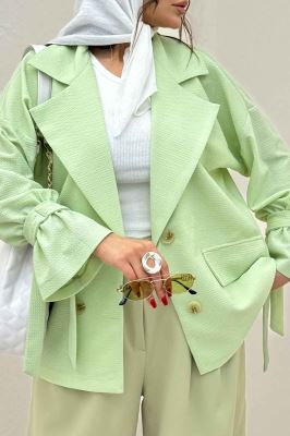 مانتو لینن کنفی آستین بند دار 