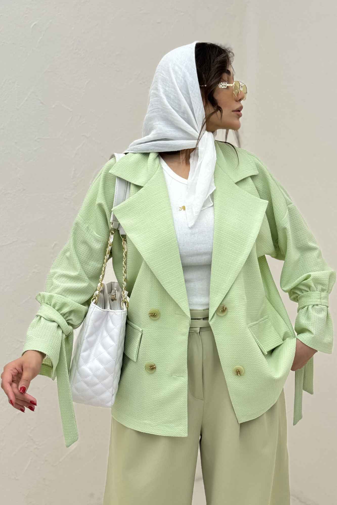 مانتو لینن کنفی آستین بند دار 