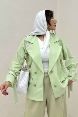 مانتو لینن کنفی آستین بند دار 