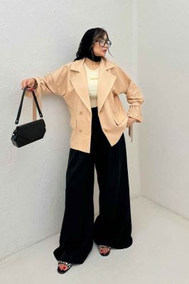 مانتو لینن کنفی آستین بند دار 