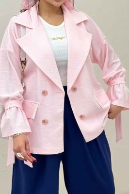 مانتو لینن کنفی آستین بند دار 